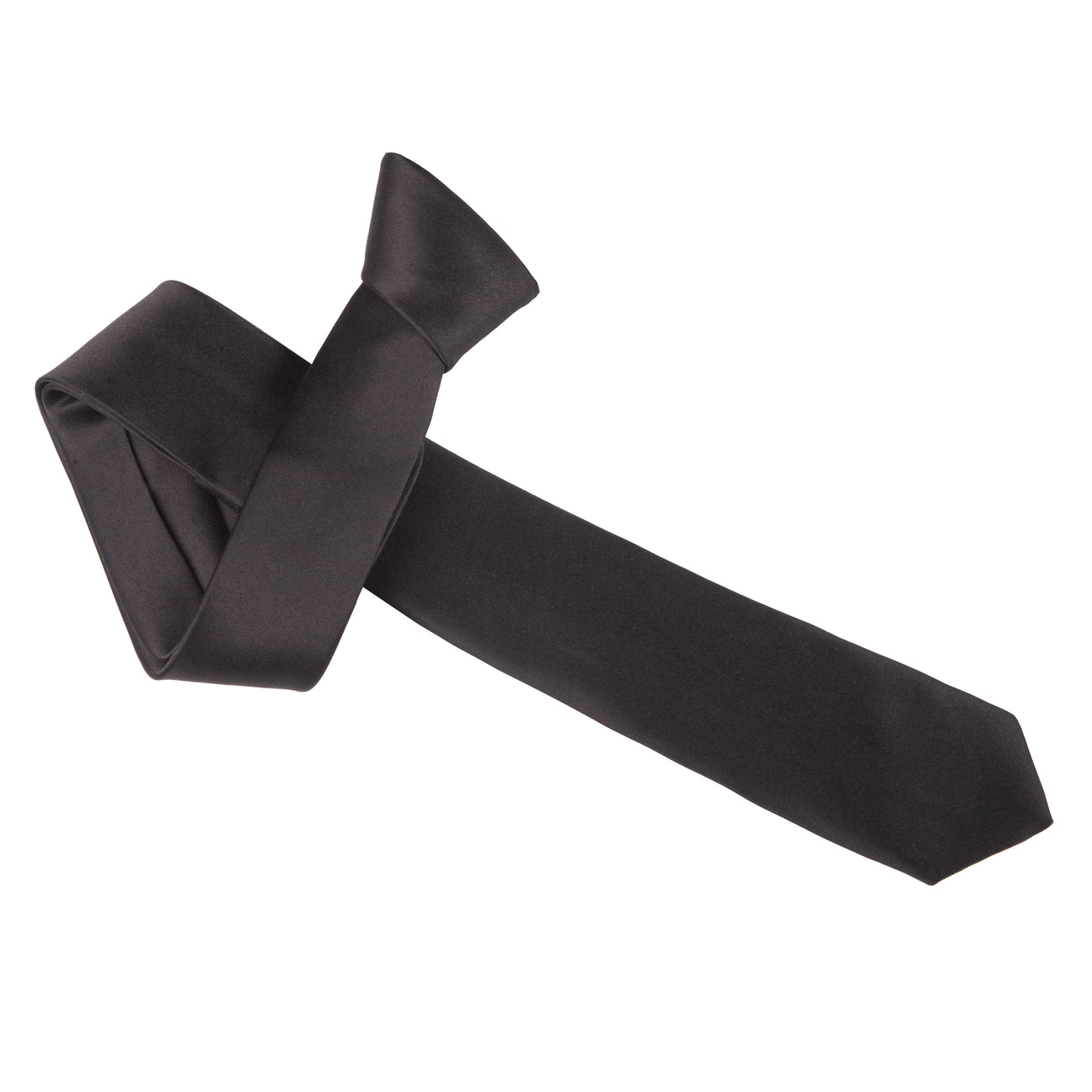 Men's Black Skinny Tie - Polyester Silk Satin Finish - Perfect For Wedding, Birthday, Or Shirt Suit
